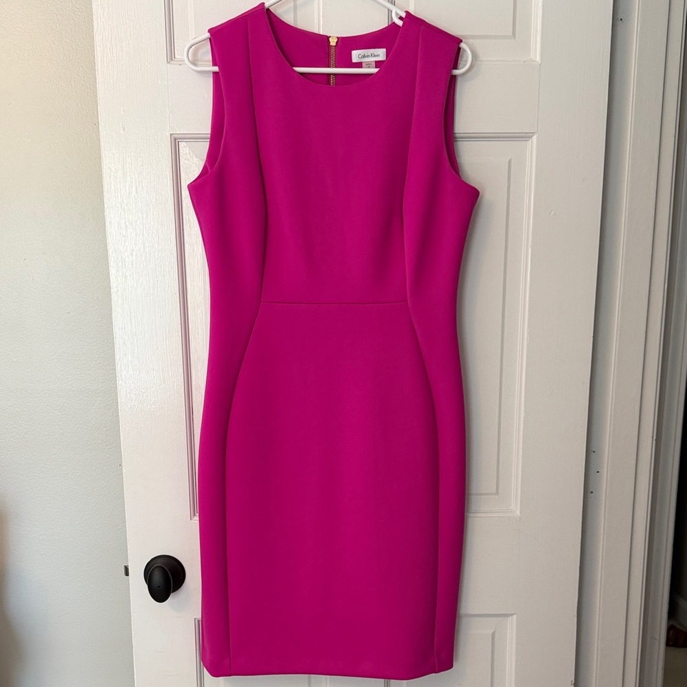 Calvin Klein Hot Pink Midi Sheath Dress